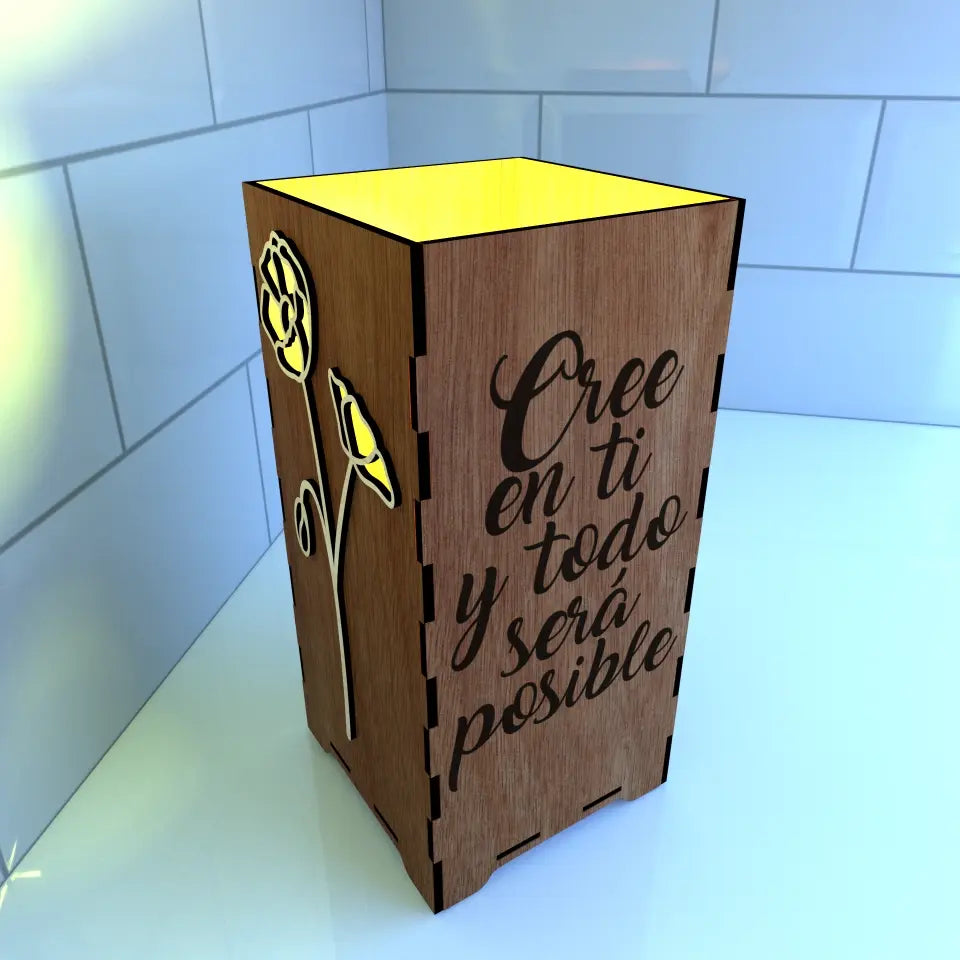 3D-Holzlampe + Gravur