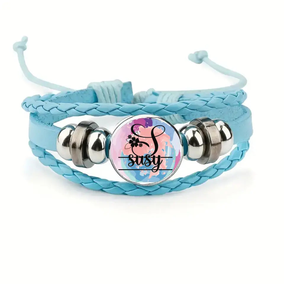 Pulsera cuero inicial mas nombre
