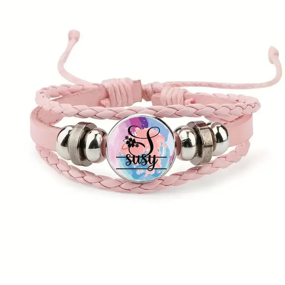 Pulsera cuero inicial mas nombre
