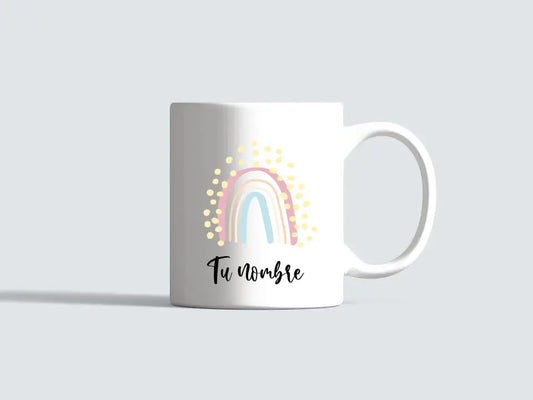 Taza arcoíris con nombre