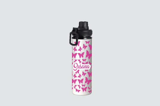 Flasche/Kanister 850 ml Schmetterlinge + Name
