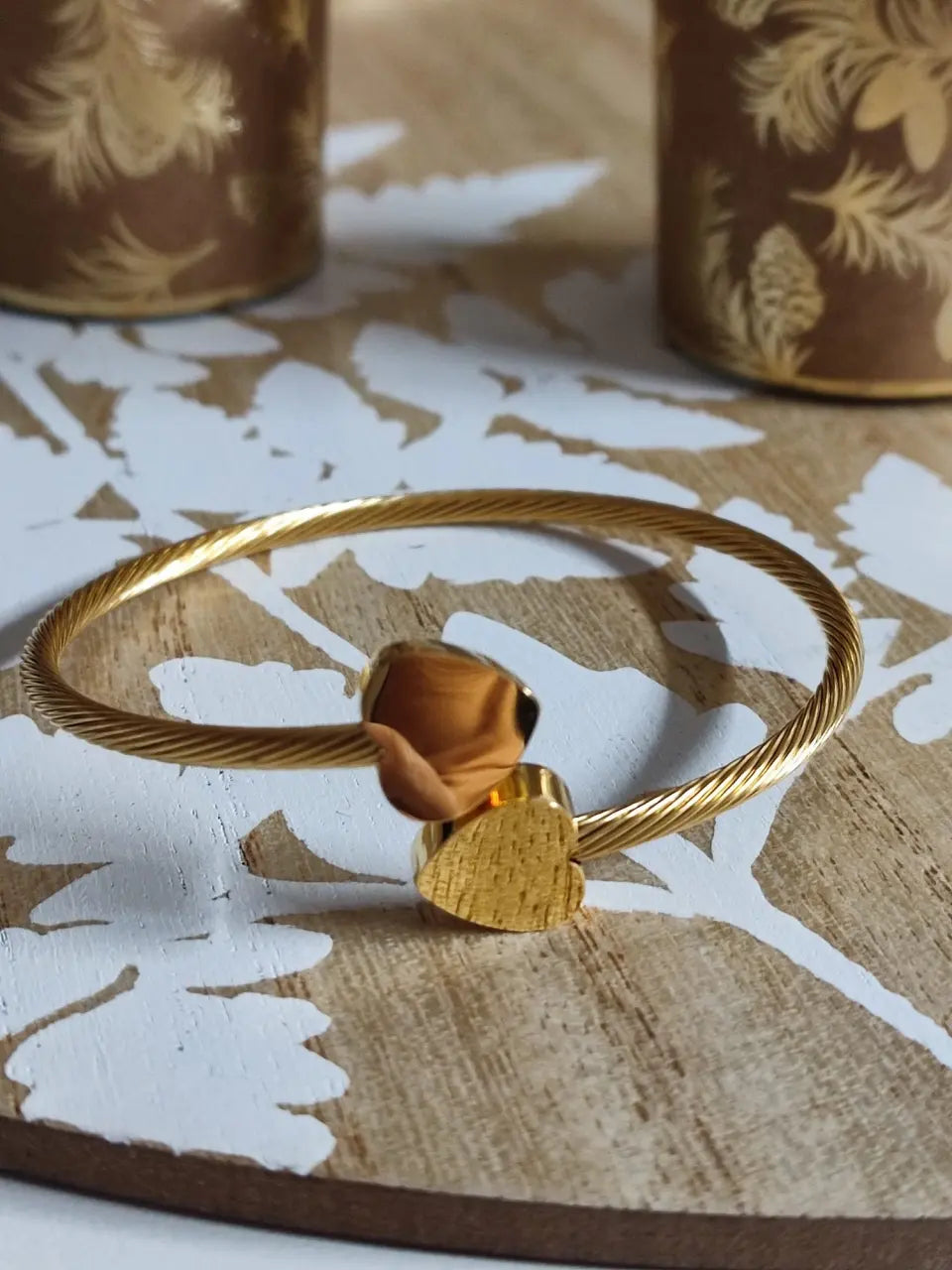 Brazalete corazones acero grabado láser