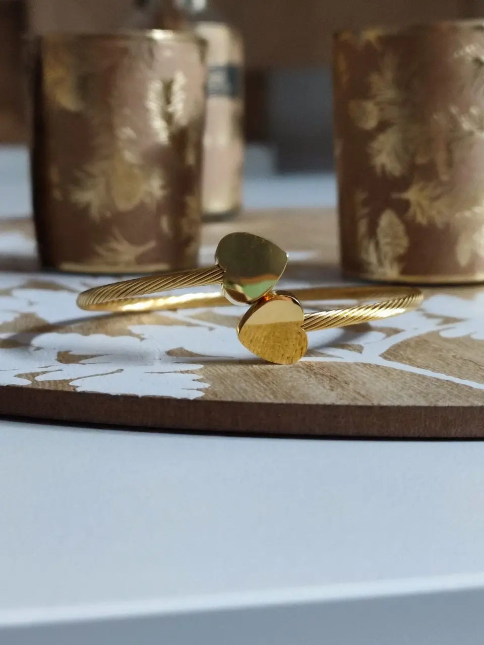 Brazalete corazones acero grabado láser