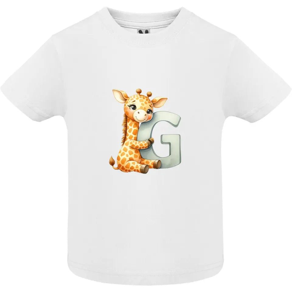 Camiseta bebé inicial con animal