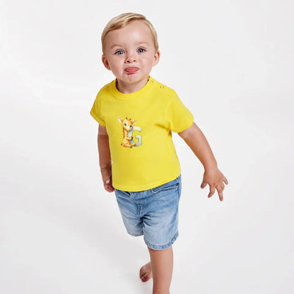 Camiseta bebé inicial con animal