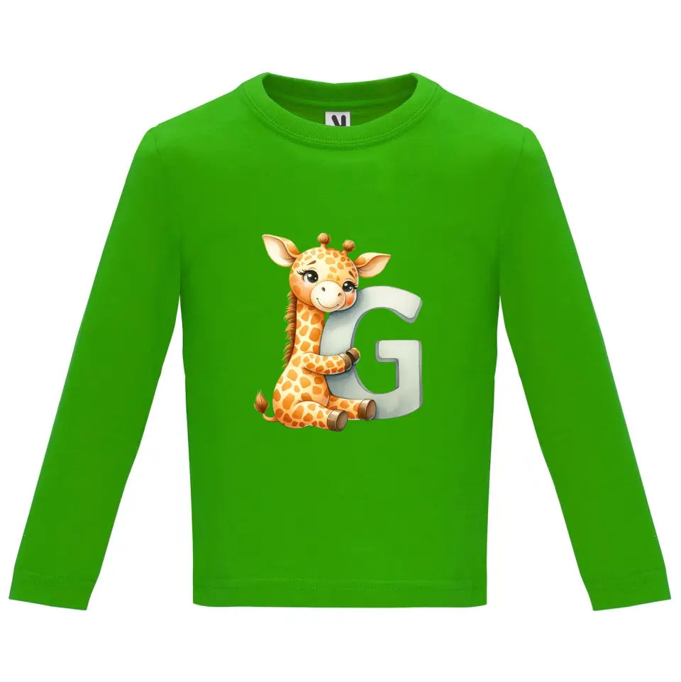 Camiseta manga larga bebé inicial con animal