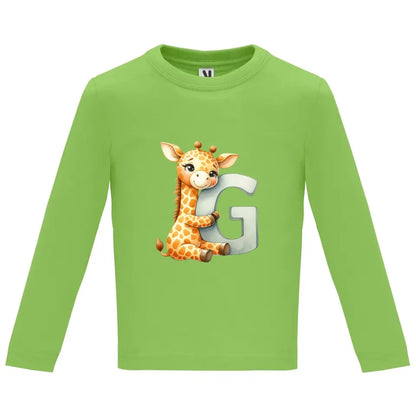 Camiseta manga larga bebé inicial con animal