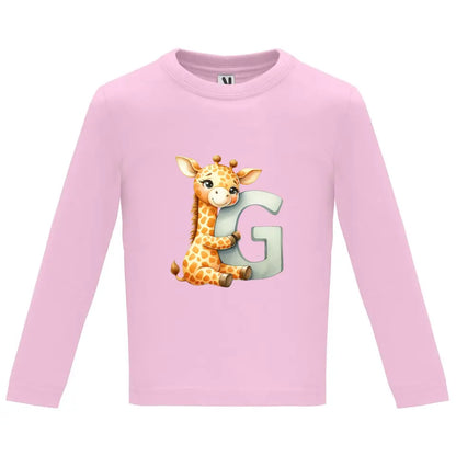 Camiseta manga larga bebé inicial con animal