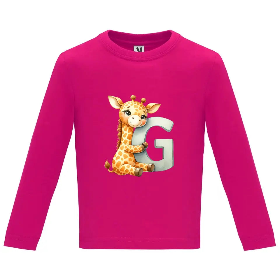 Camiseta manga larga bebé inicial con animal