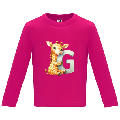 Camiseta manga larga bebé inicial con animal