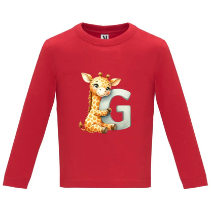 Camiseta manga larga bebé inicial con animal