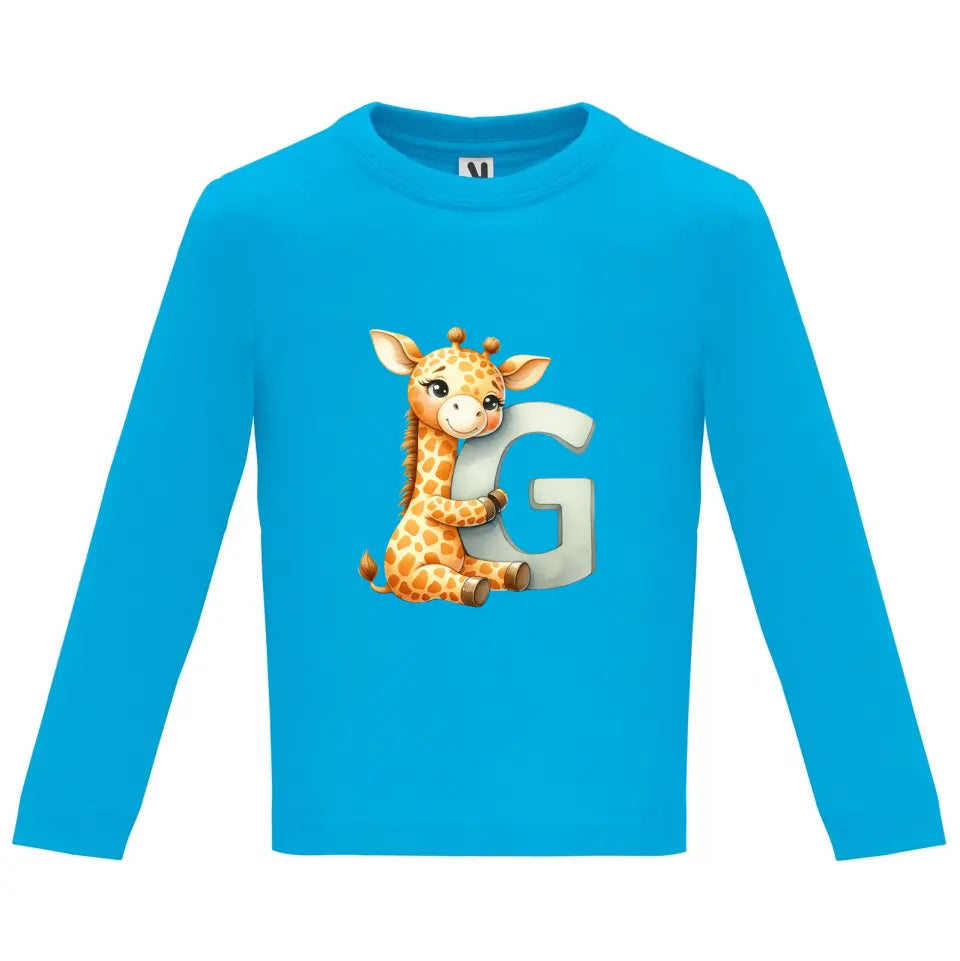 Camiseta manga larga bebé inicial con animal