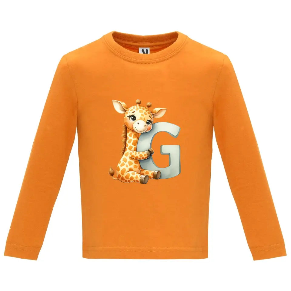 Camiseta manga larga bebé inicial con animal