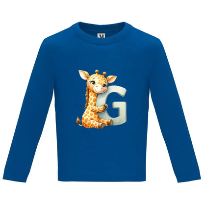 Camiseta manga larga bebé inicial con animal