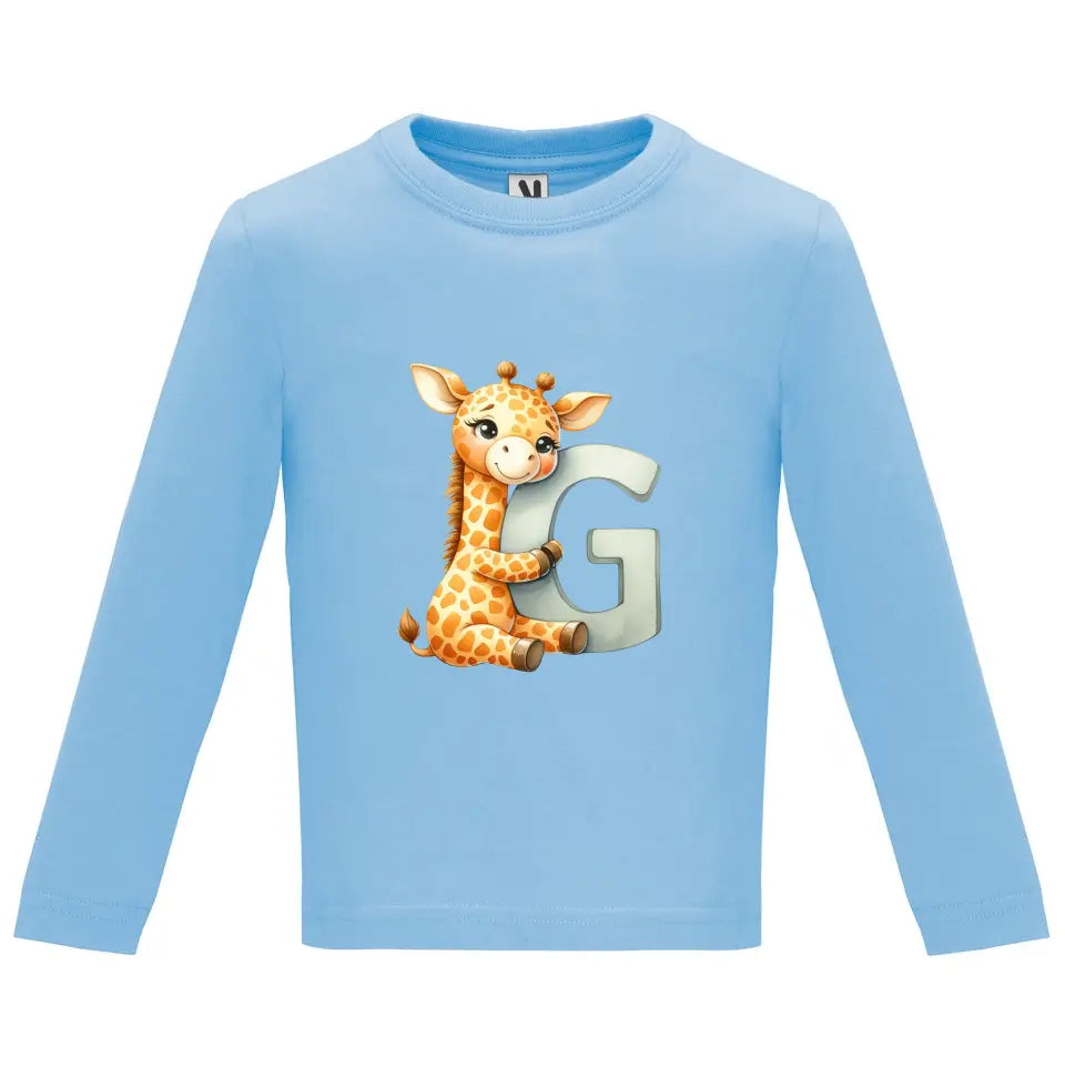 Camiseta manga larga bebé inicial con animal