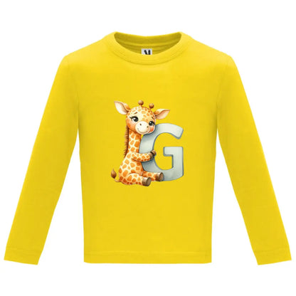 Camiseta manga larga bebé inicial con animal