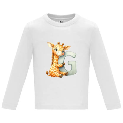 Camiseta manga larga bebé inicial con animal