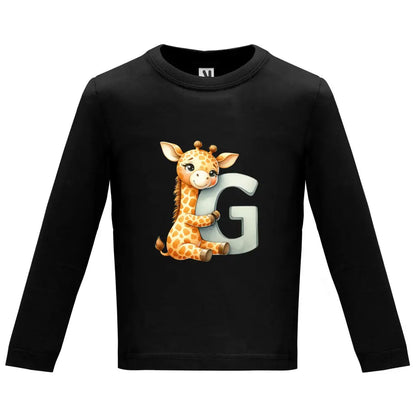 Camiseta manga larga bebé inicial con animal