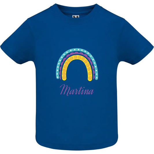 Camiseta bebé arcoíris con nombre