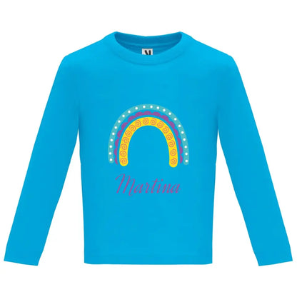 Camiseta manga larga bebé arcoíris con nombre