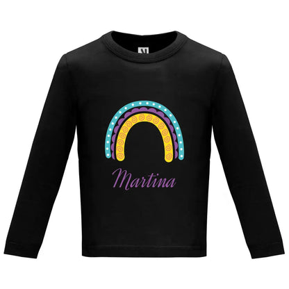 Camiseta manga larga bebé arcoíris con nombre