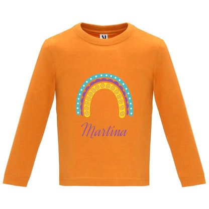 Camiseta manga larga bebé arcoíris con nombre