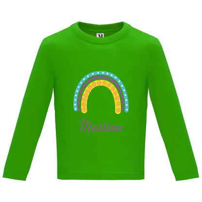 Camiseta manga larga bebé arcoíris con nombre