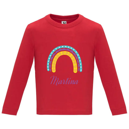 Camiseta manga larga bebé arcoíris con nombre
