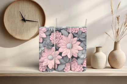 Vaso acero Flores 3D Pink