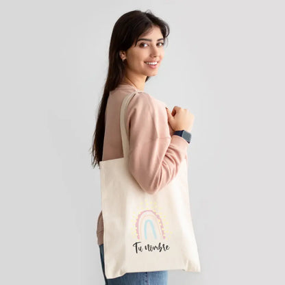 Tote bag arcoíris con nombre