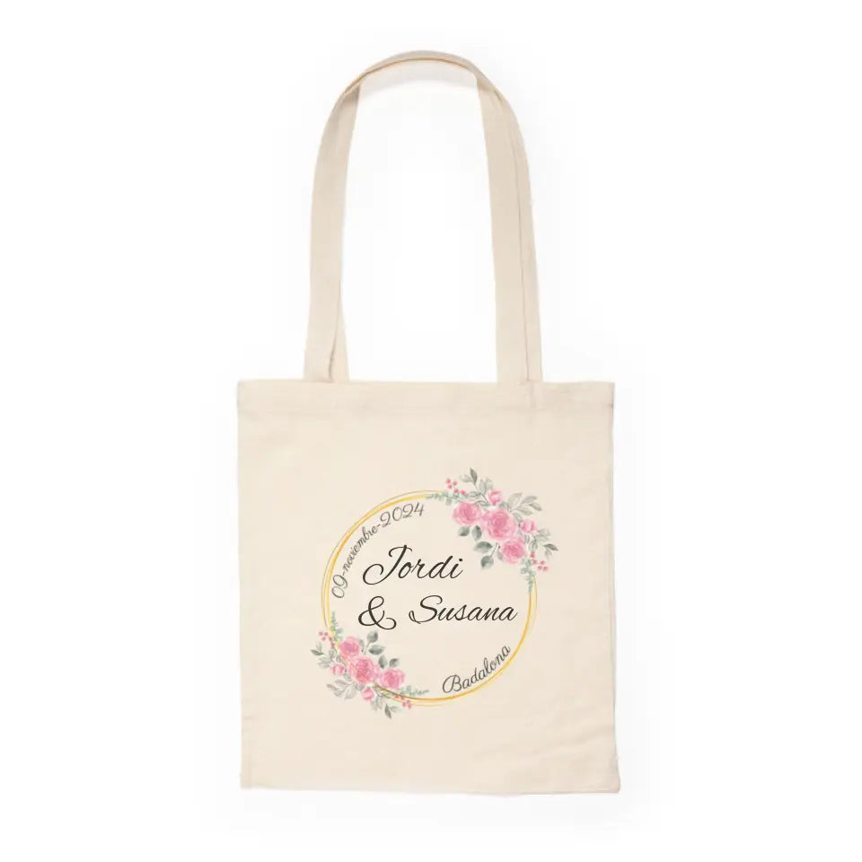 Tote Bag nombre novios personalizable