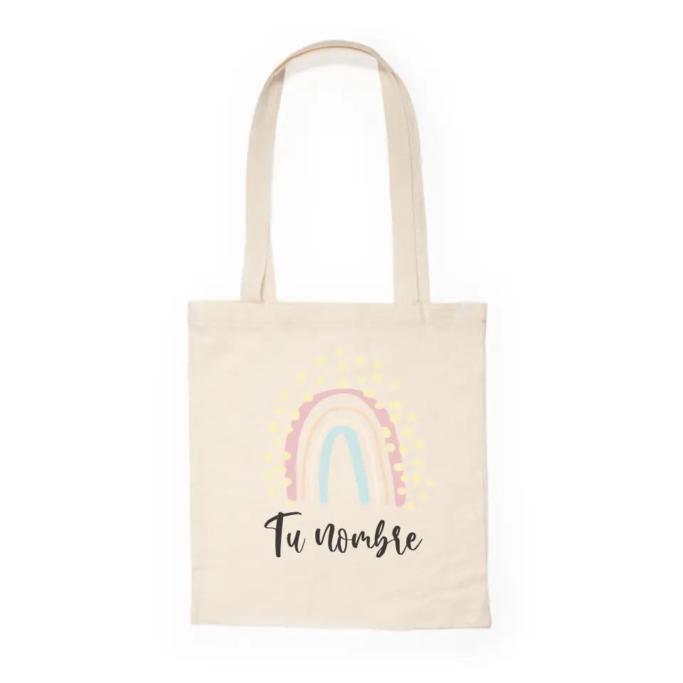 Tote bag arcoíris con nombre
