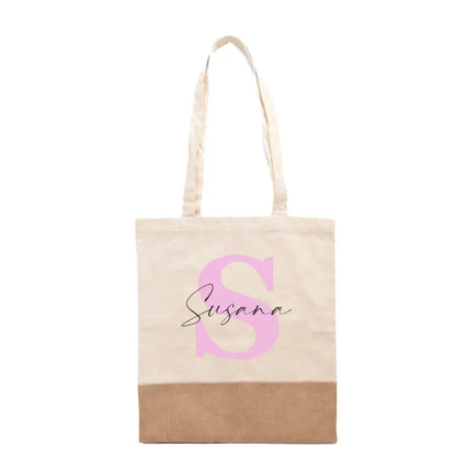 Tote bag yute inicial con nombre