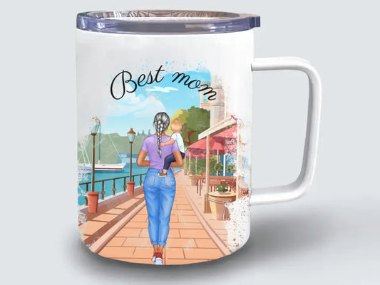 Taza termo acero madre e hijo/a personalizable