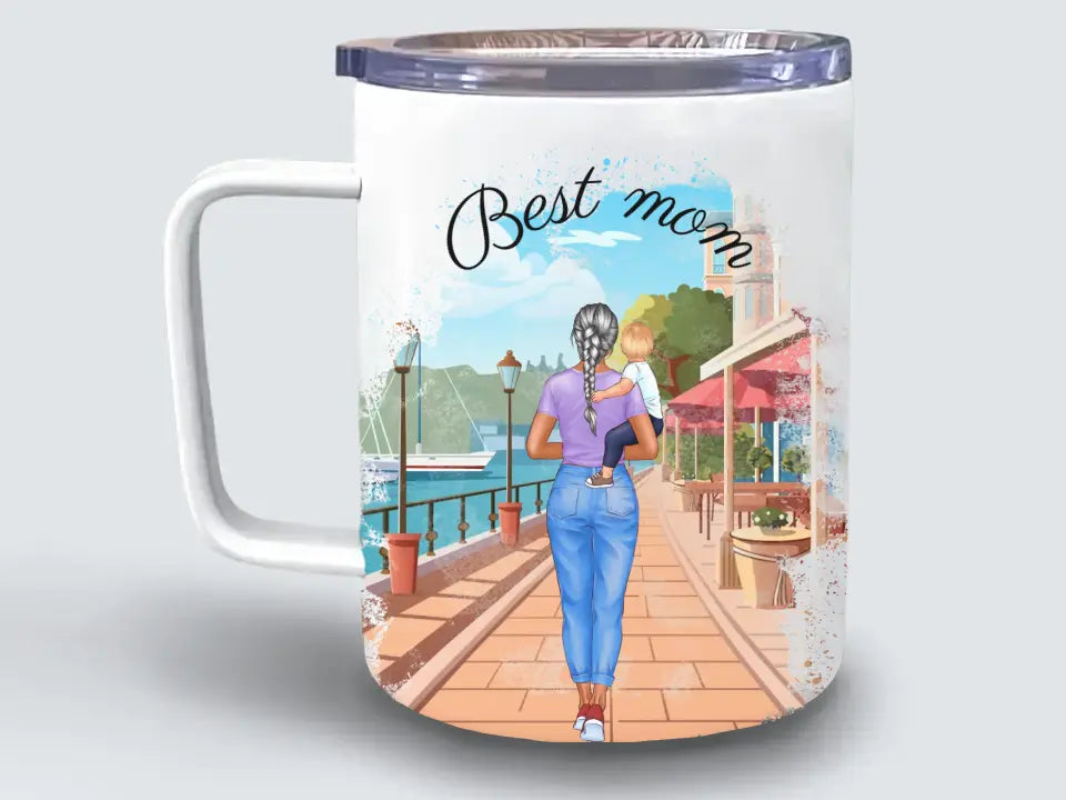 Taza termo acero madre e hijo/a personalizable
