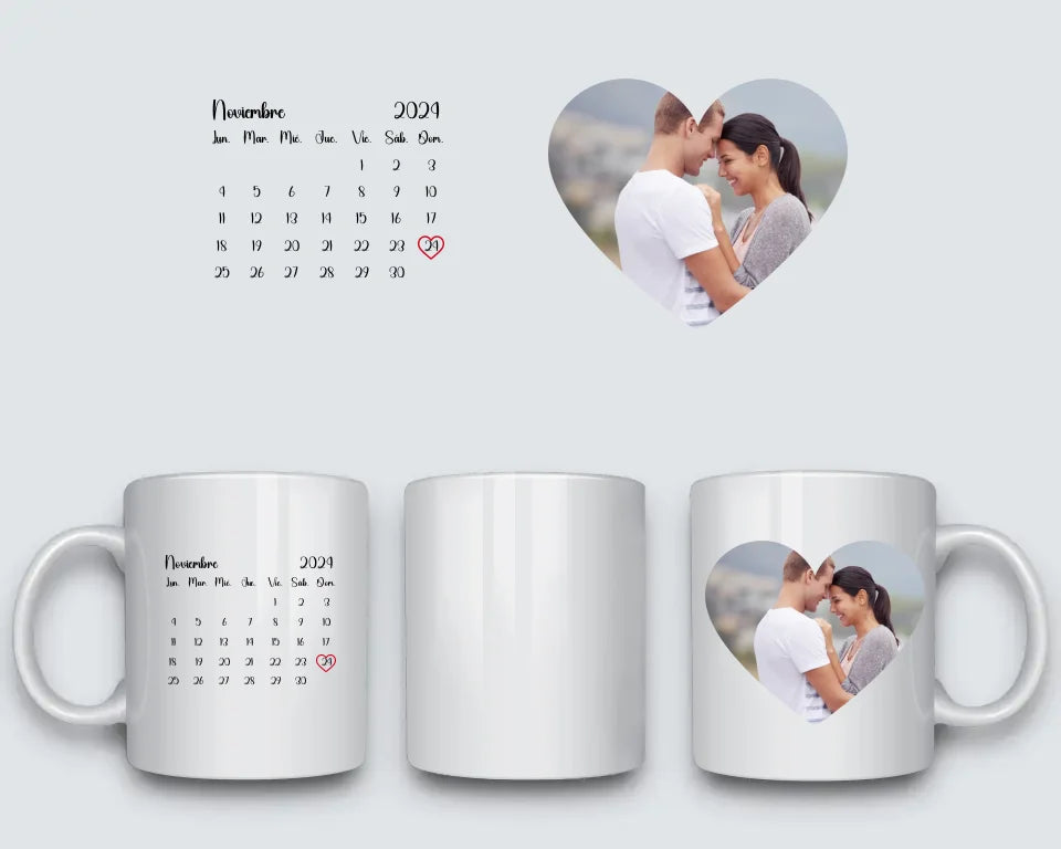 Taza calendario + corazón