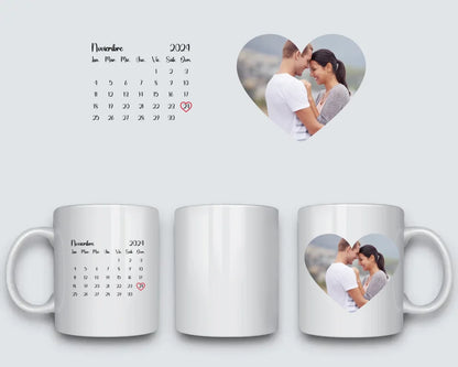 Taza calendario + corazón