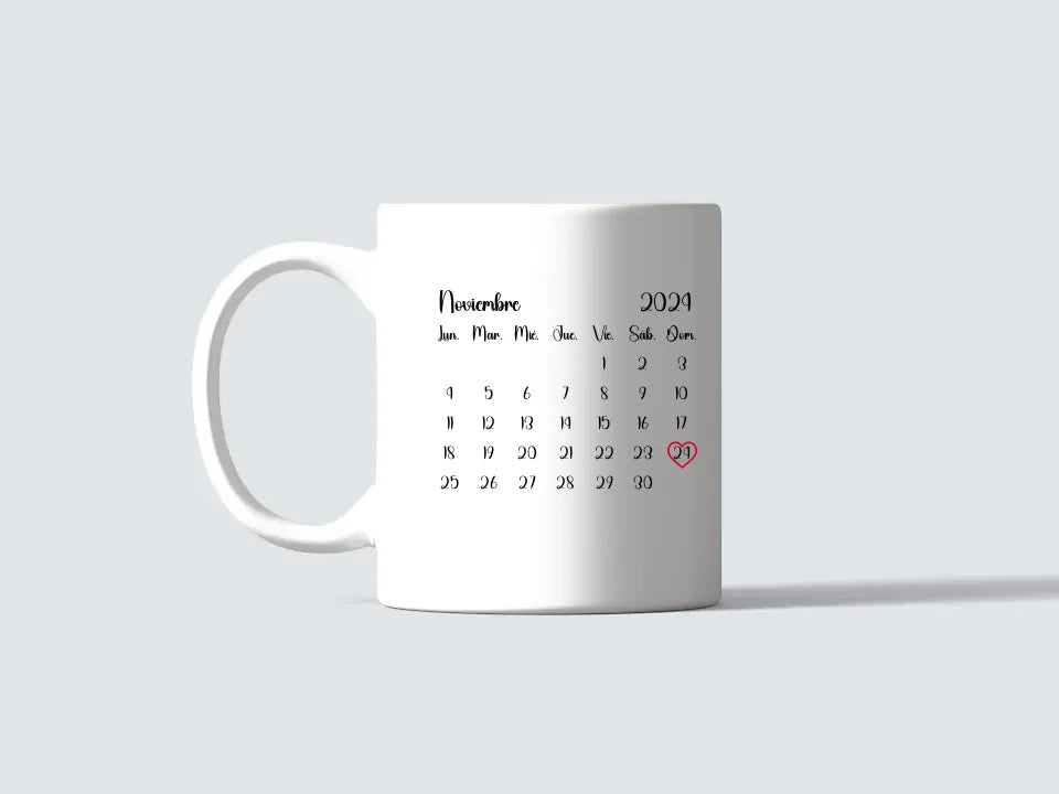 Taza foto calendario fecha