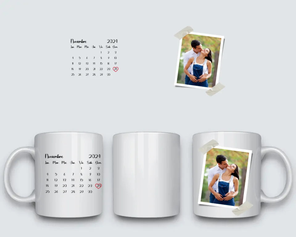 Taza foto calendario fecha