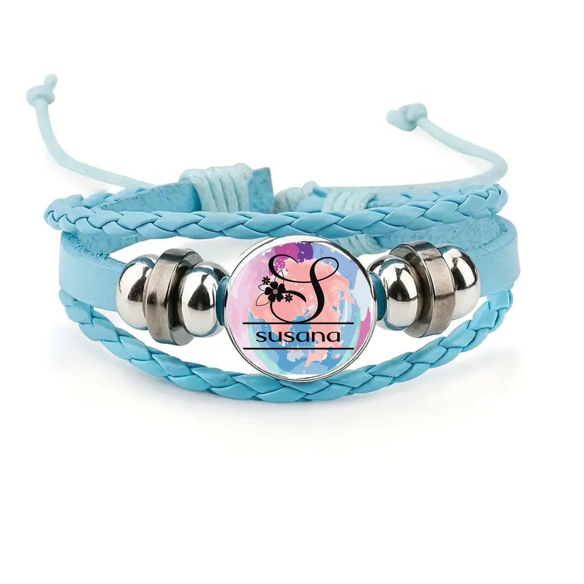 Pulsera cuero inicial mas nombre
