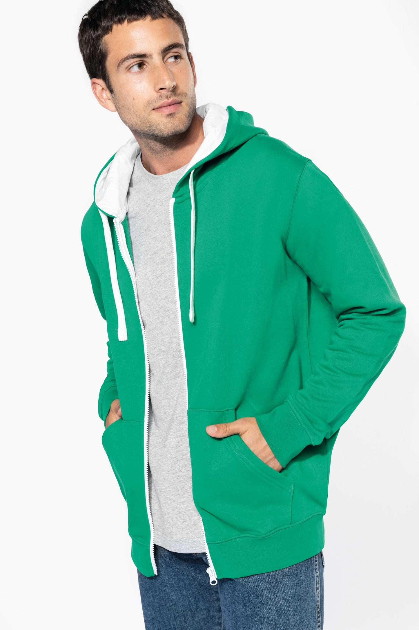 Sudadera cremallera contraste adulto