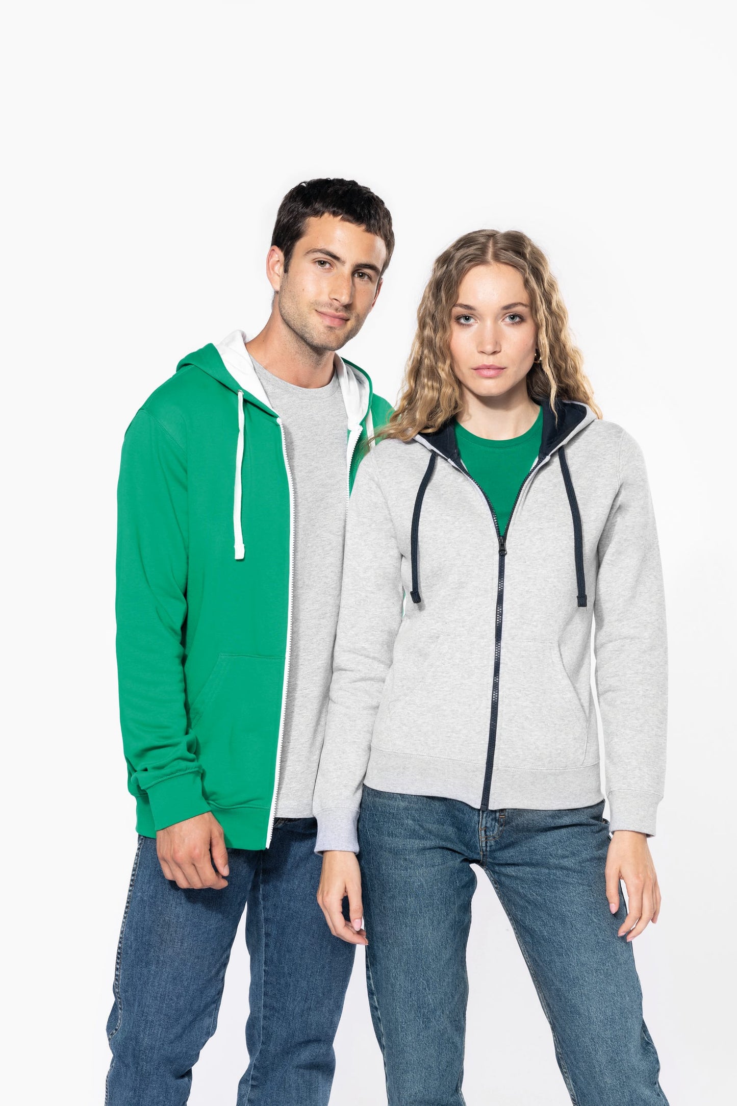 Sudadera cremallera contraste adulto