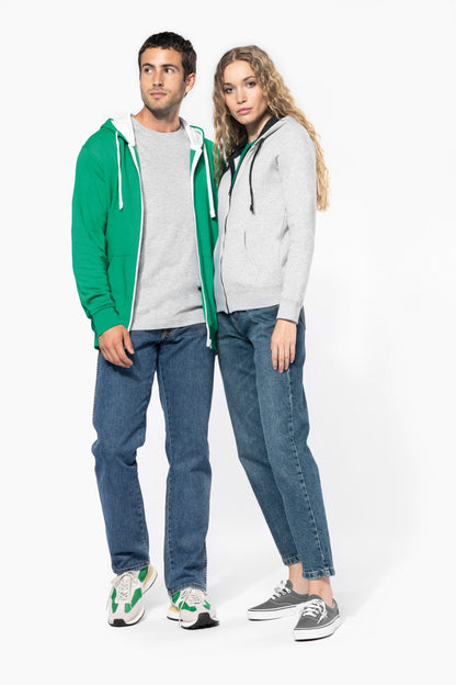 Sudadera cremallera contraste adulto