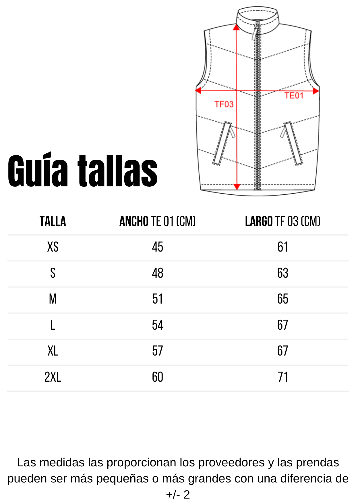 Guía de tallas