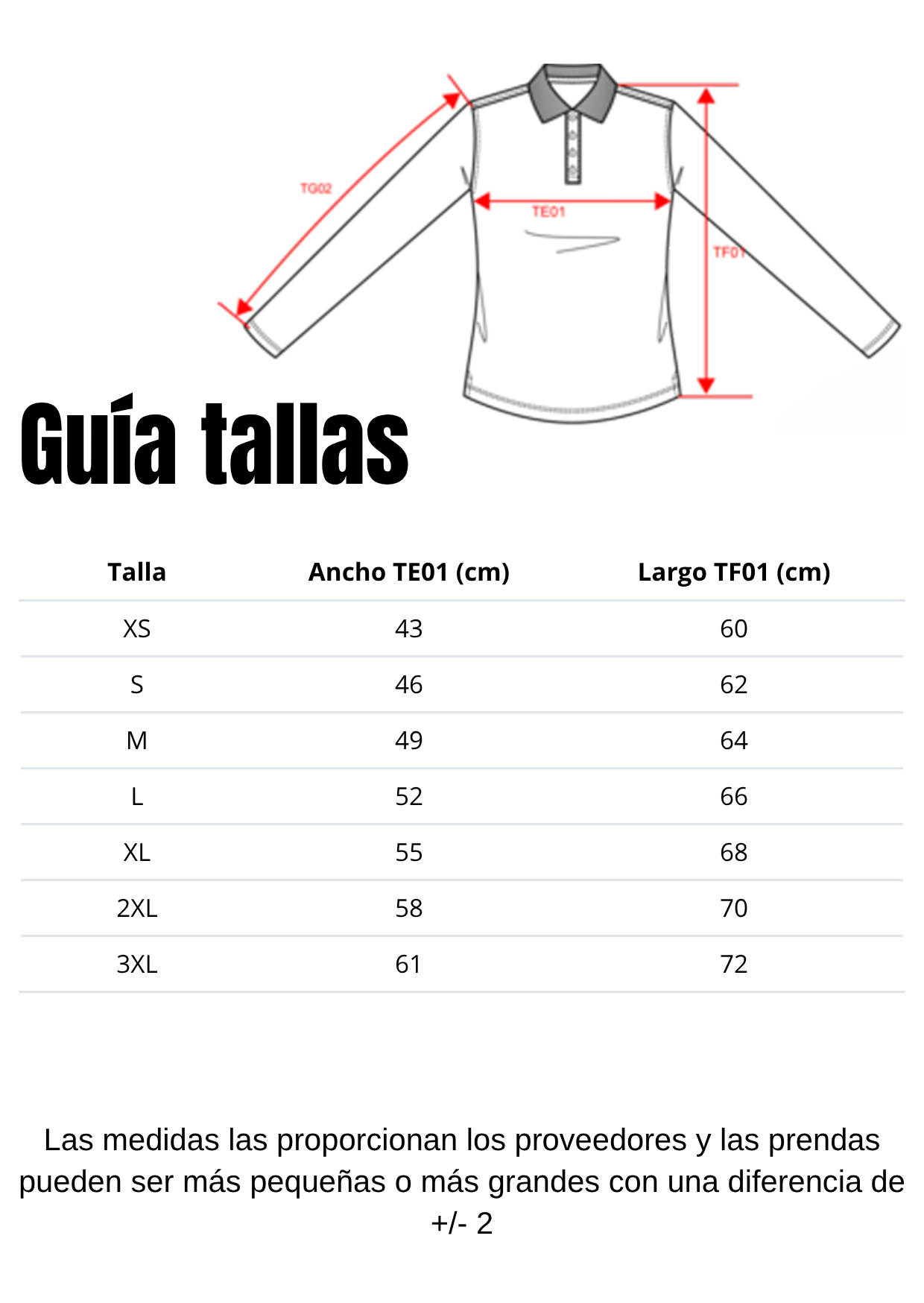 Guía de tallas