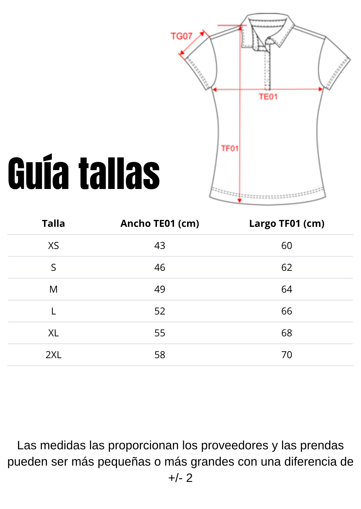 Guía de tallas