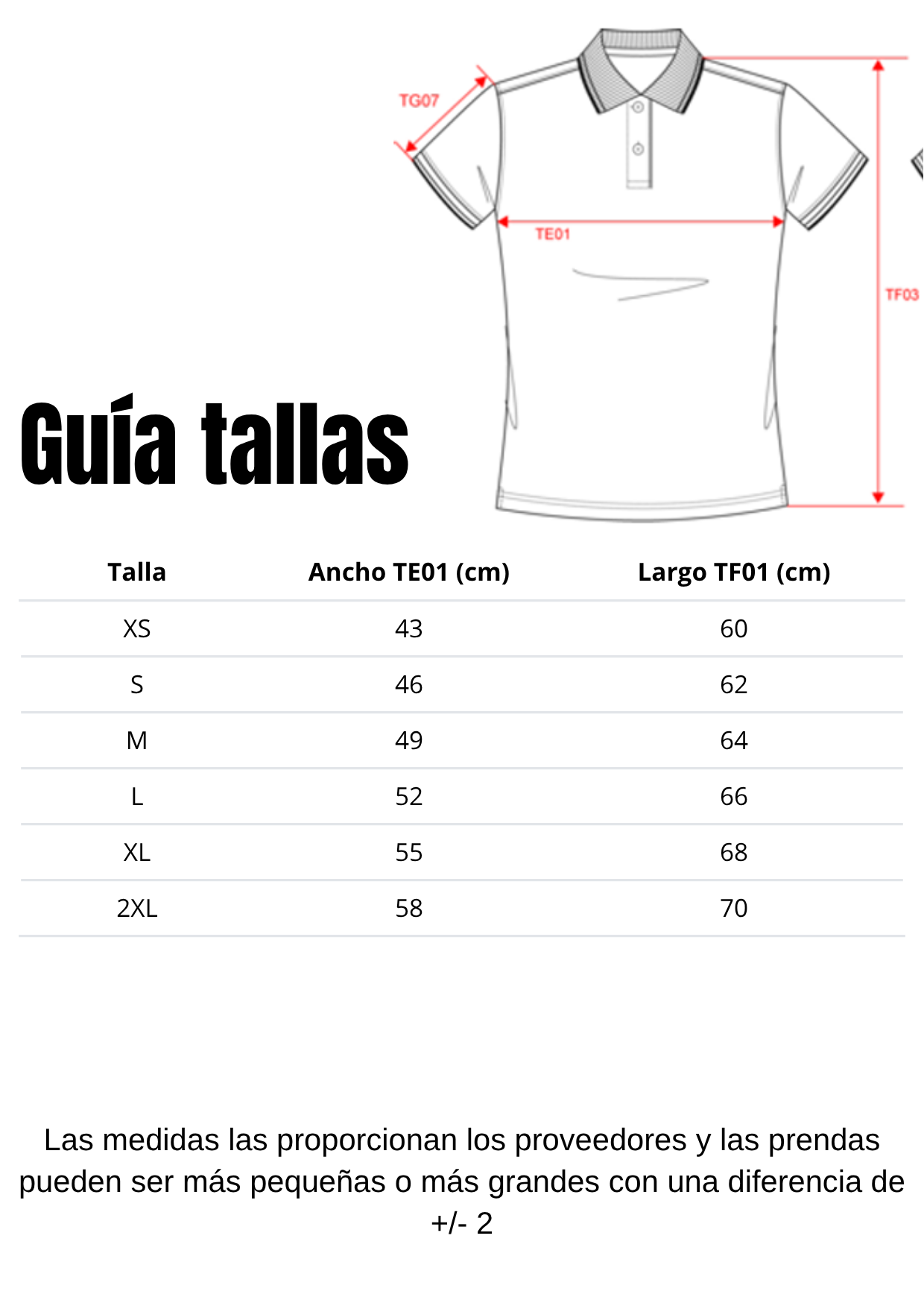 Guía de tallas