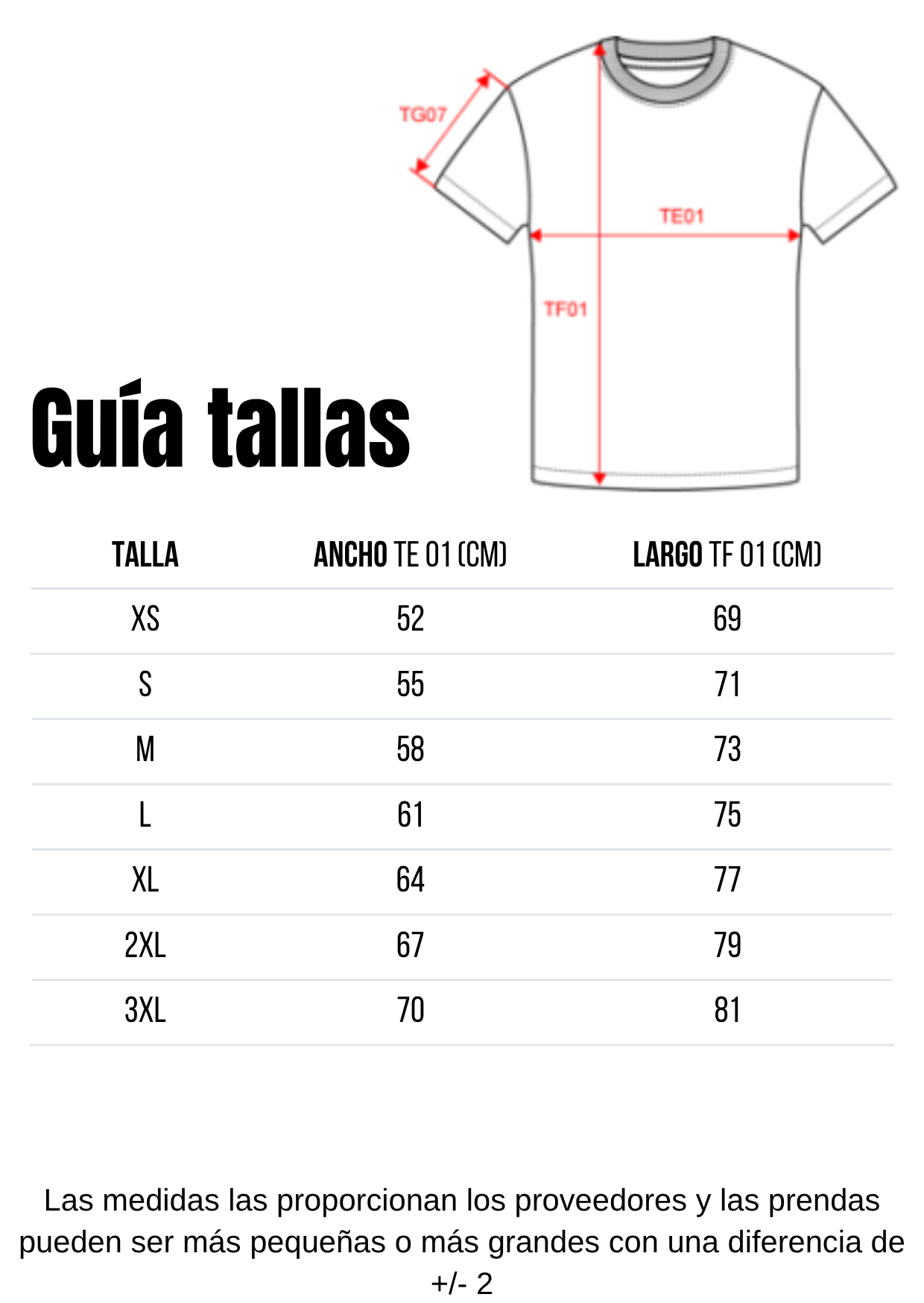 Guía de tallas