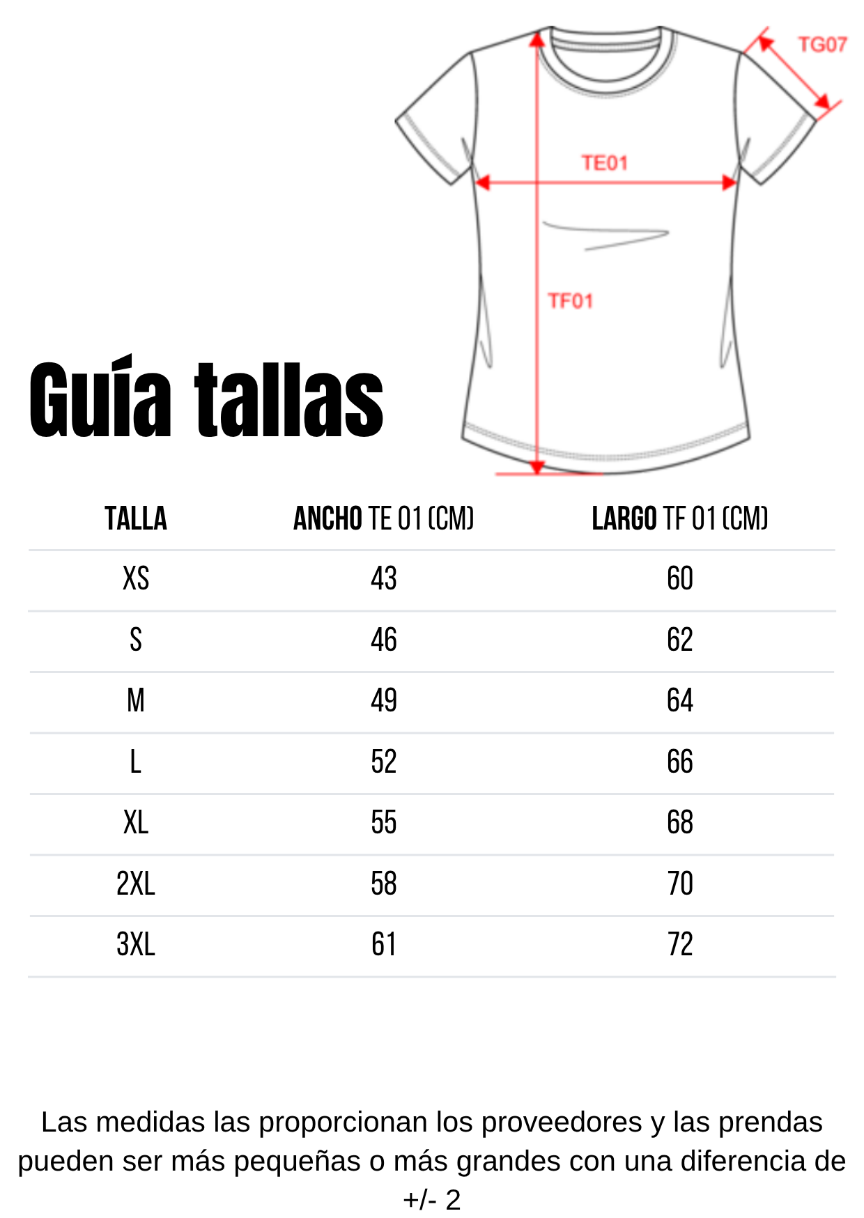 Guía de tallas