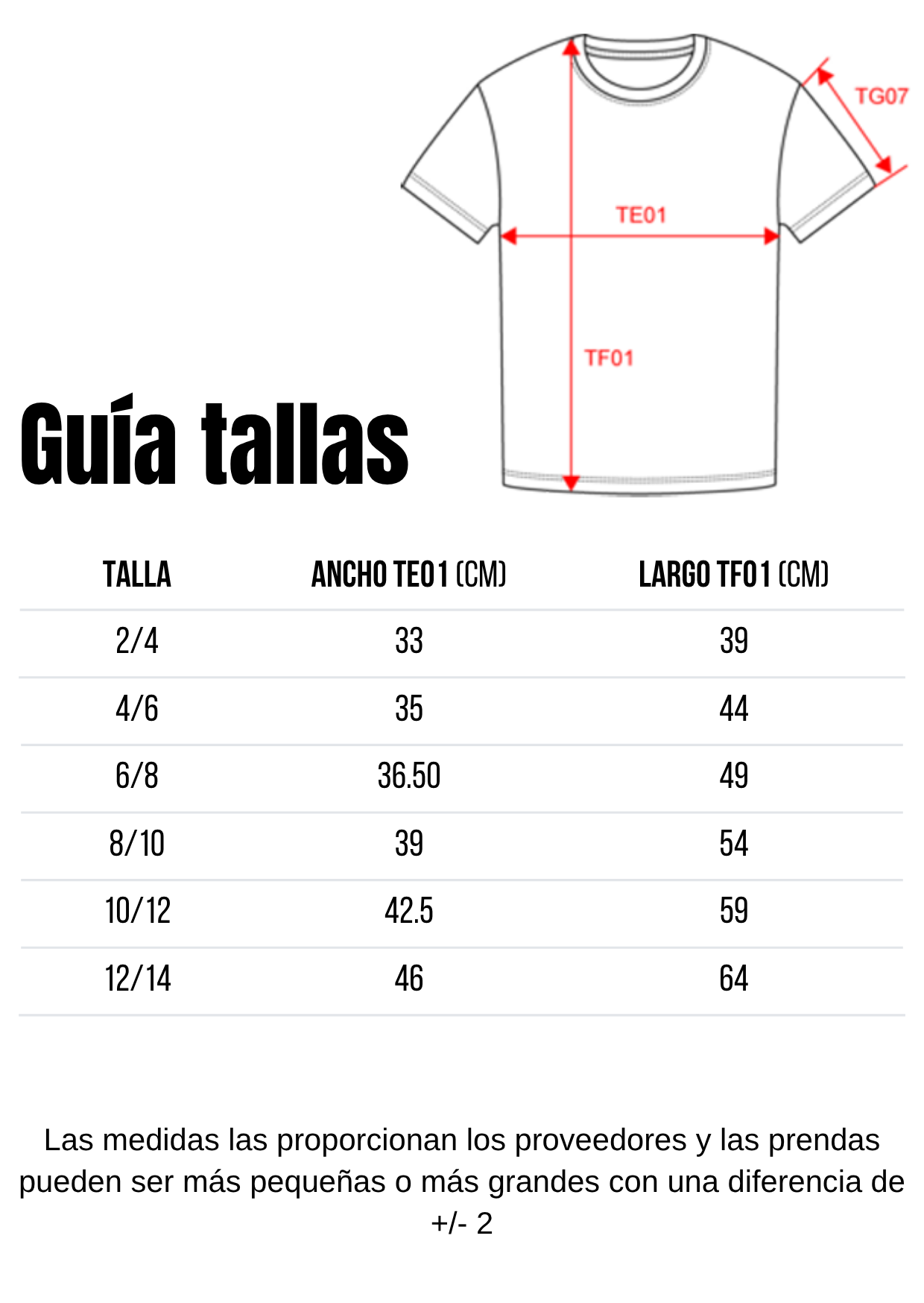 Guía de tallas